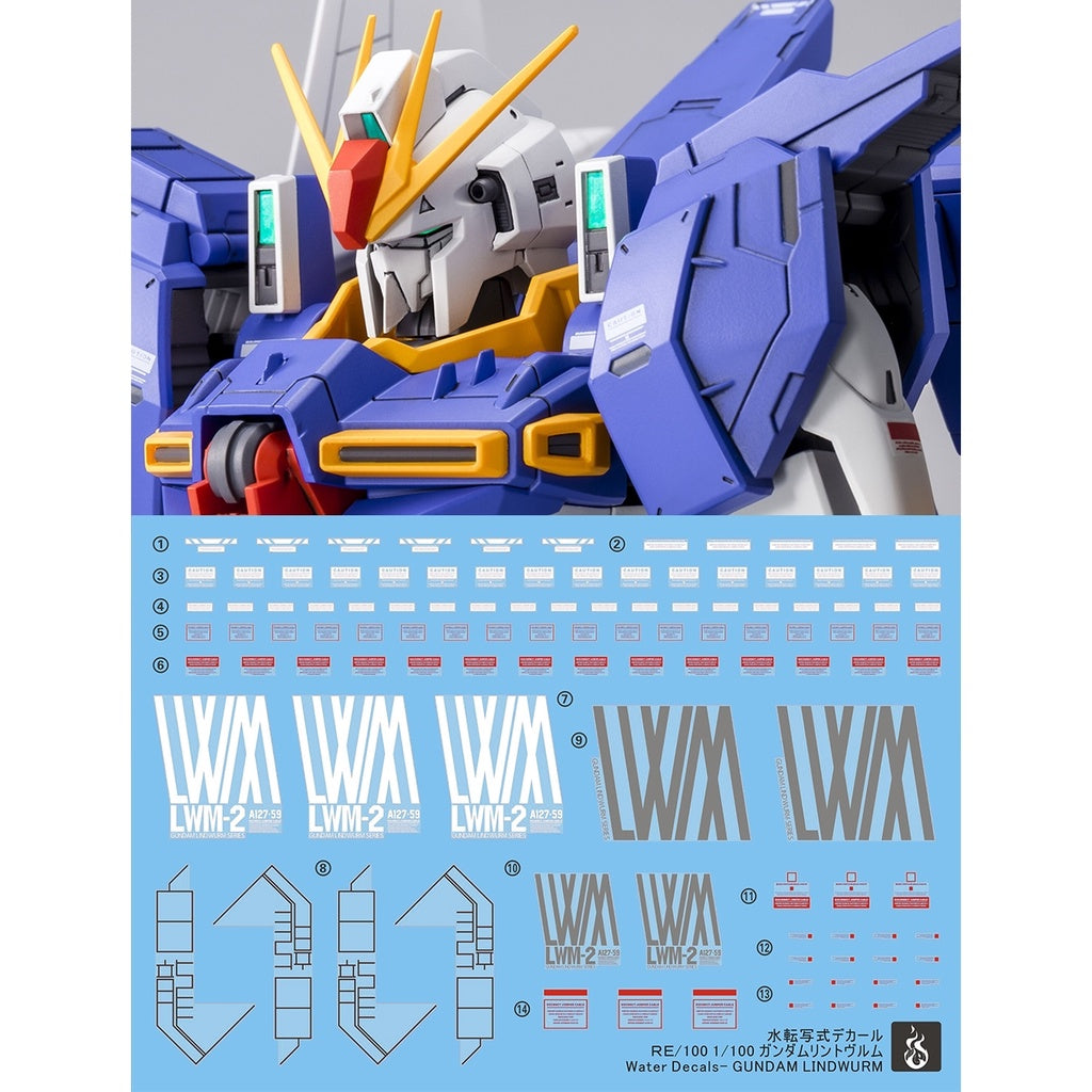 YAN Water Slide Decal For PB RE 1/100 Lindwurm Gundam