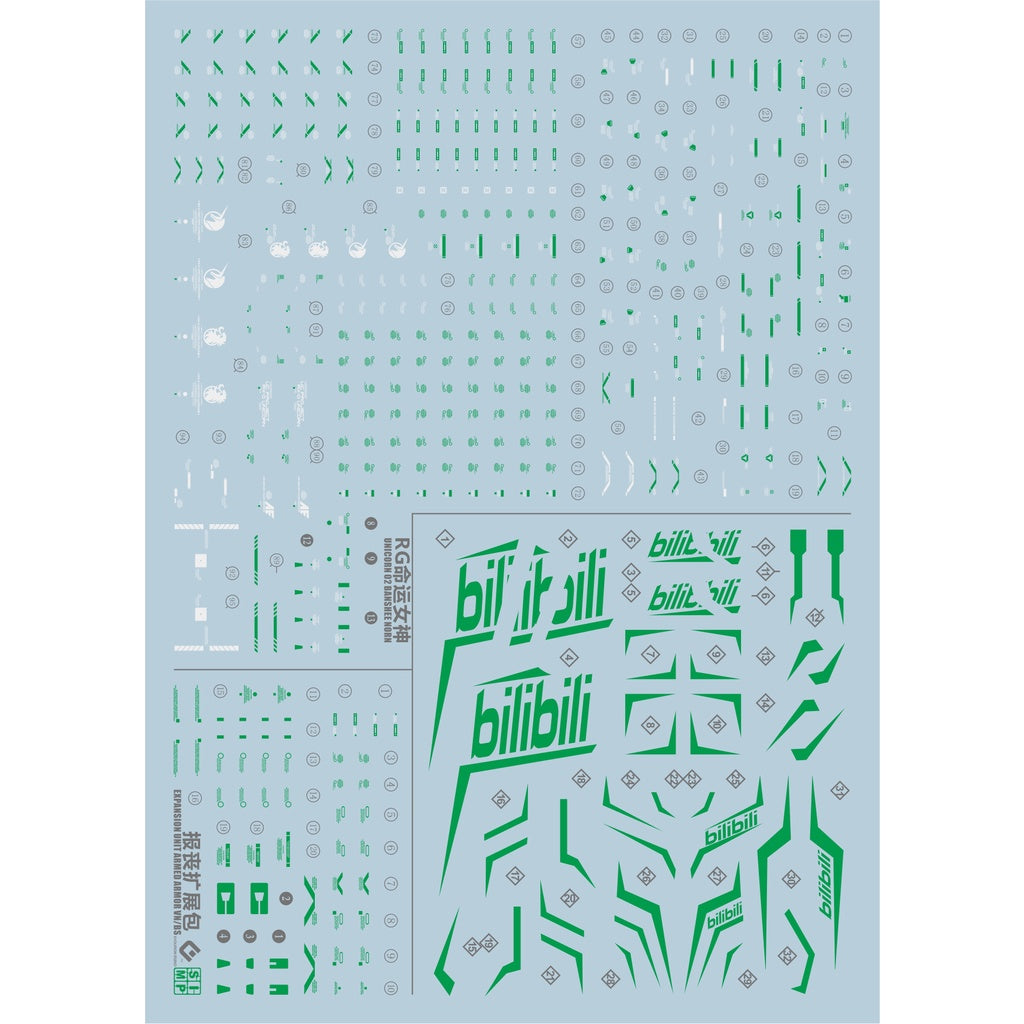 EVO DALIN DL GN10 Water slide Decal For 1/100 TV Cherudim Gundam Decals For RG 1/144 Banshee Final Battle Green