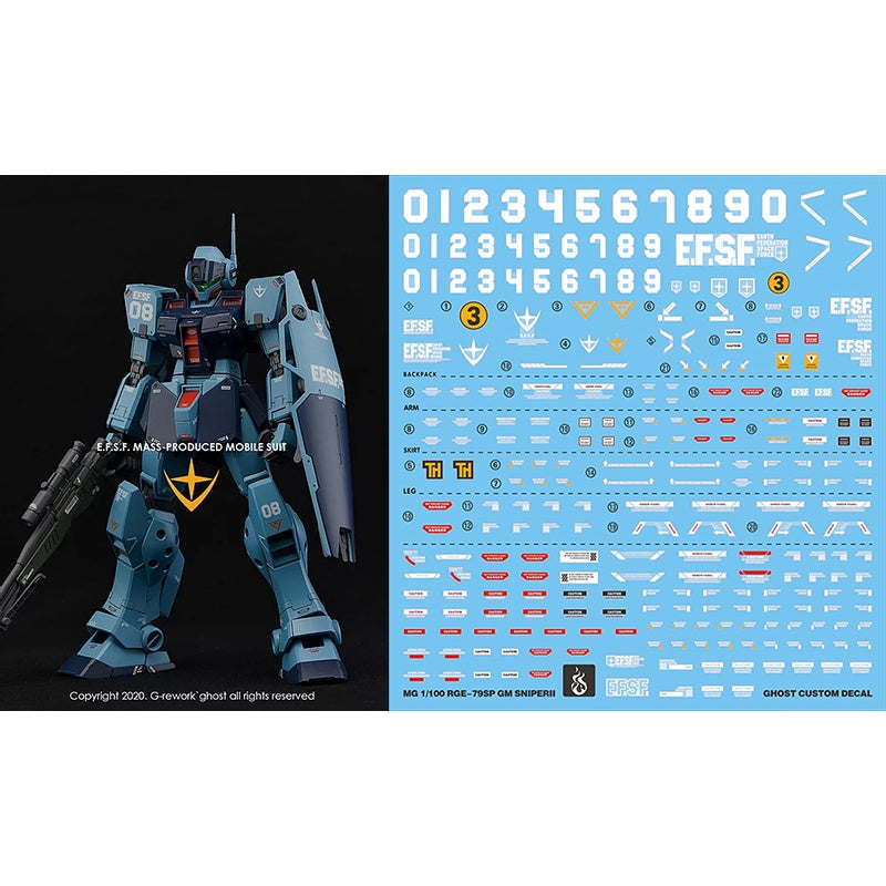 YAN Water Slide Decal For GHOST MG RGM-79SC GM SNIPER