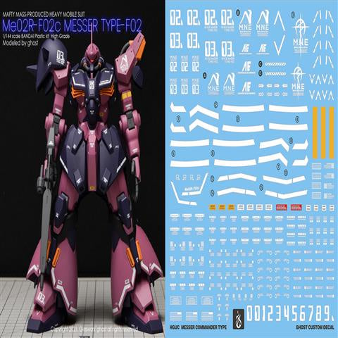 YAN Water Slide Decal For GHOST HGUC HG Me02R-F02c Messer Type-F02