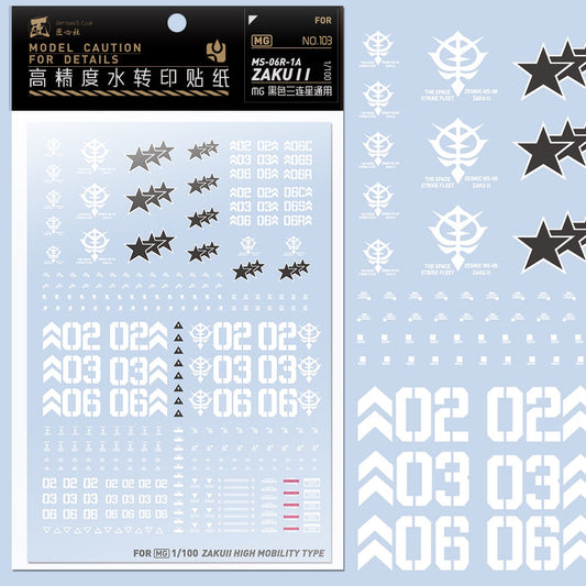 Artisan's Club Slide Decals For MG MS-06R-1A ZAKU II Black Tri-Stars