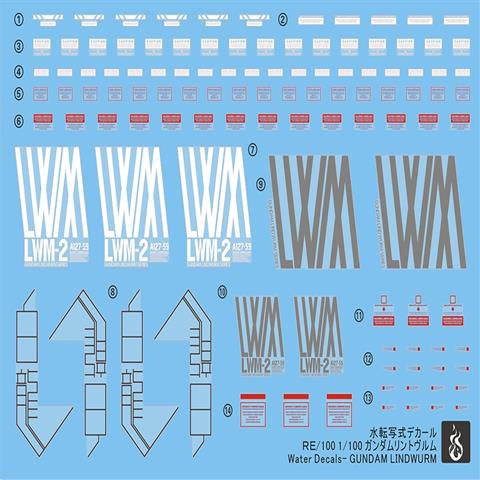 YAN Water Slide Decal For PB RE 1/100 Lindwurm Gundam