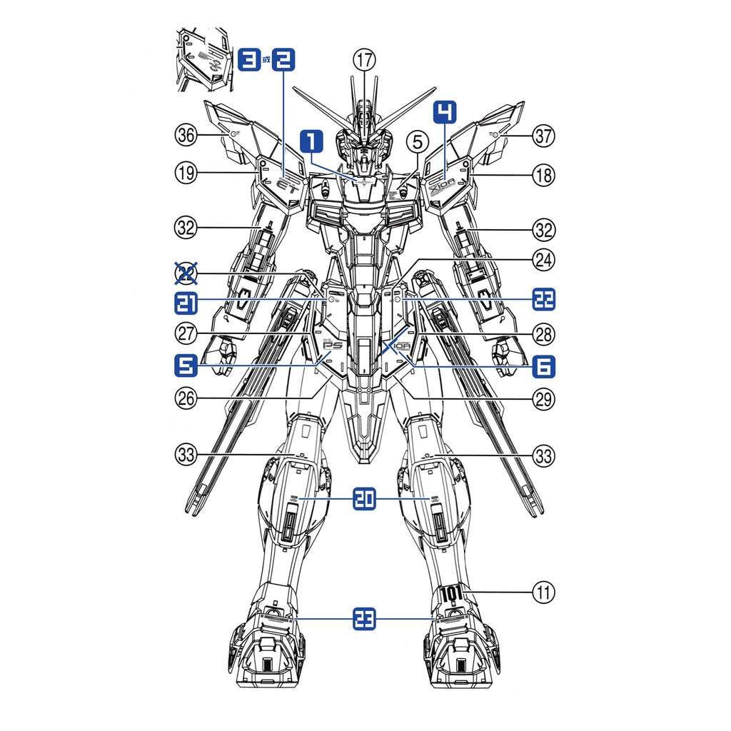 Three Red TRS Slide Decals For MG Freedom 2.0 Gundam