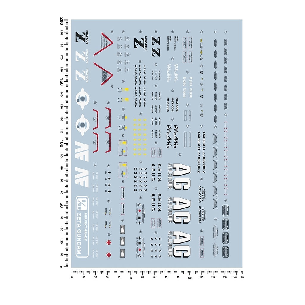 Artisan's Club Slide Decals For PG 1/60 Z ZETA Gundam MSZ-006