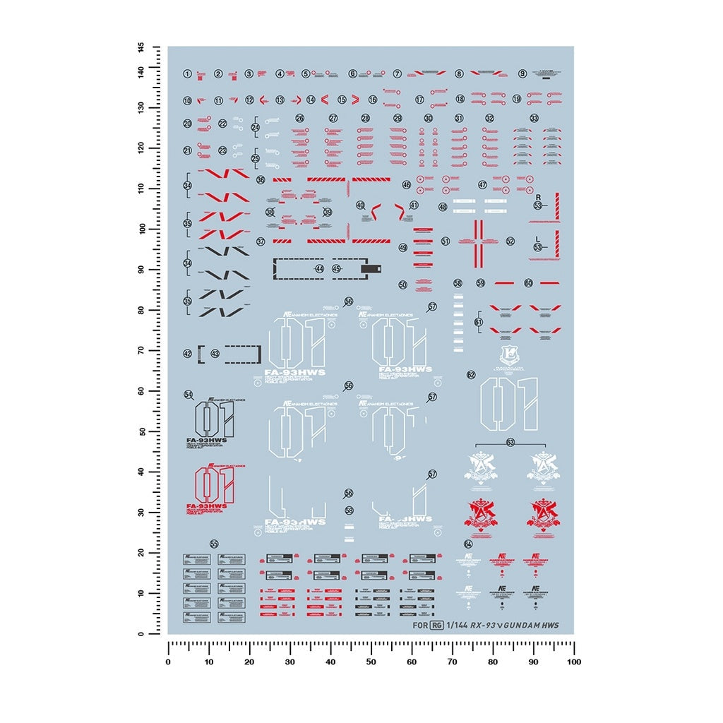 Artisan's Club Slide Decals For RG 1/144 RX-93 V NU GUNDAM HWS