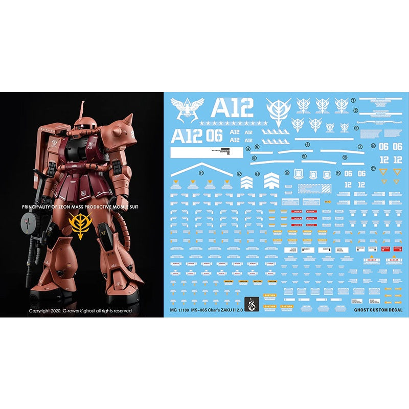 YAN Water Slide Decal For GHOST MG MS-06S ZAKU 2.0