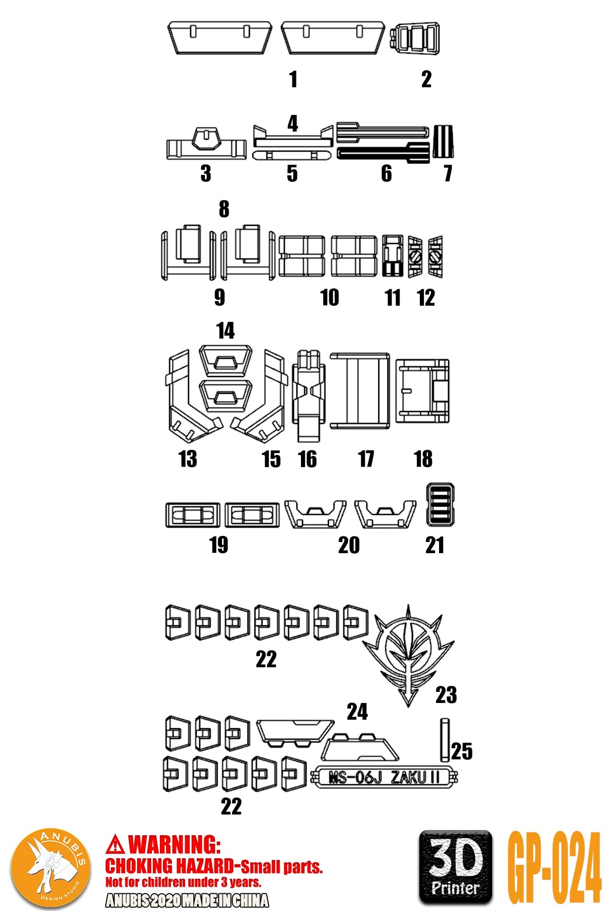 Anubis GP024 Detail Upgrade Parts For MG ZAKU