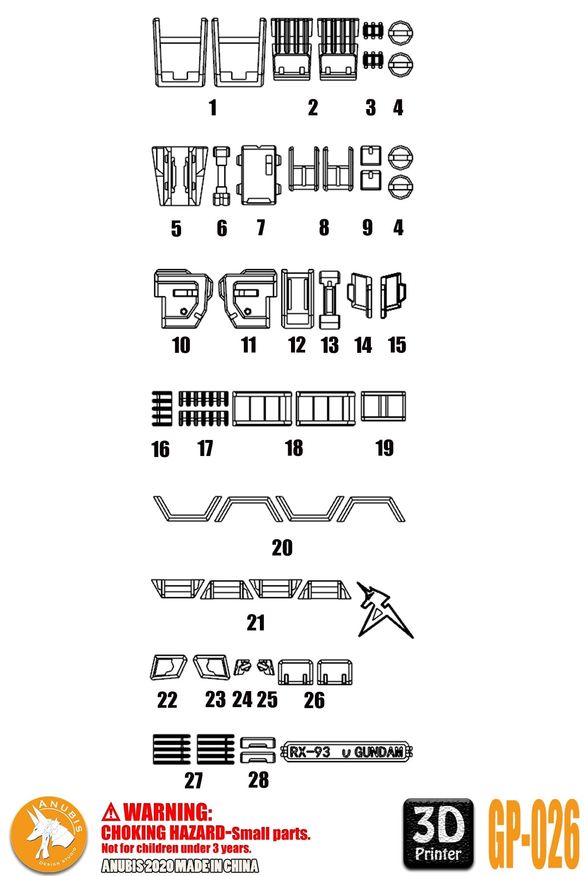 ANUBIS GP026 Parts fit for MG RX-93 V Nu Ver.Ka Gundam