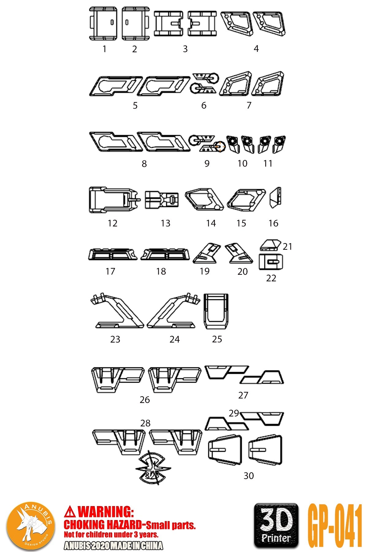 Anubis GP041 Detail Upgrade Parts For MG JUSTICE