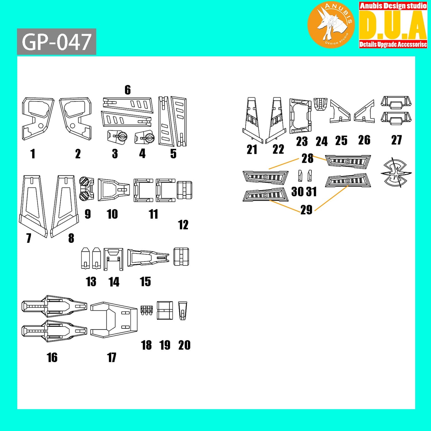 Anubis GP047 Detail Upgrade Parts For MG CALAMITY