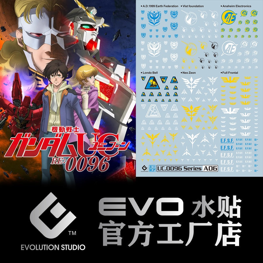 EVO DALIN DL GN10 Water slide Decal For 1/100 TV Cherudim Gundam Decals For EVO UC0096 GENERAL Zeong Unicorn Logo