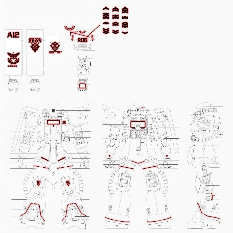 Xueyan Water Slide Decal For MG 32 ZAKU II Red Green