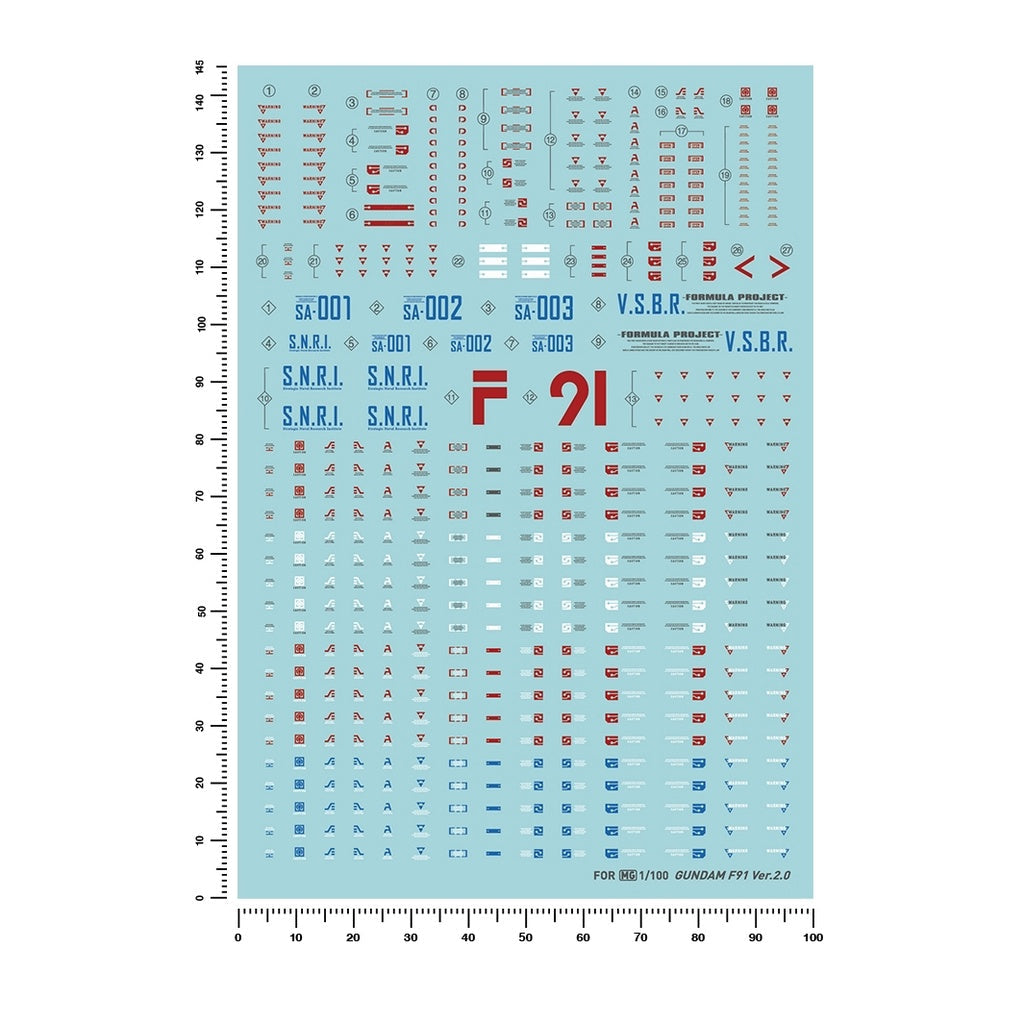 Artisan's Club Slide Decals For MG F91 Ver 2.0 Gundam