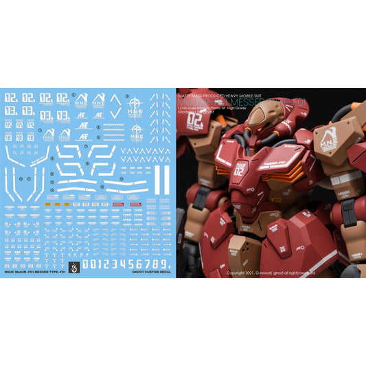 YAN Water Slide Decal For GHOST HGUC HG Me02R-F01 MESSER TYPE F01