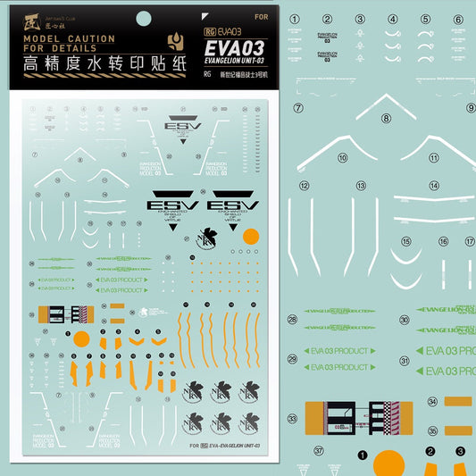 Artisan's Club Slide Decals For RG EVA 3 03 Evangelion Unit 03