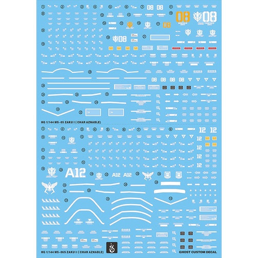 YAN Water Slide Decal For GHOST HG GTO Red Zaku Ms-05 ZAKU 1 MS-06S ZAKU 2