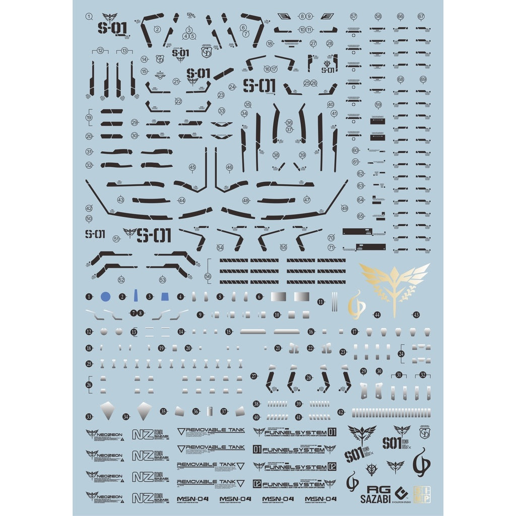 EVO DALIN DL GN10 Water slide Decal For 1/100 TV Cherudim Gundam Decals For RG 1/144 SAZABI