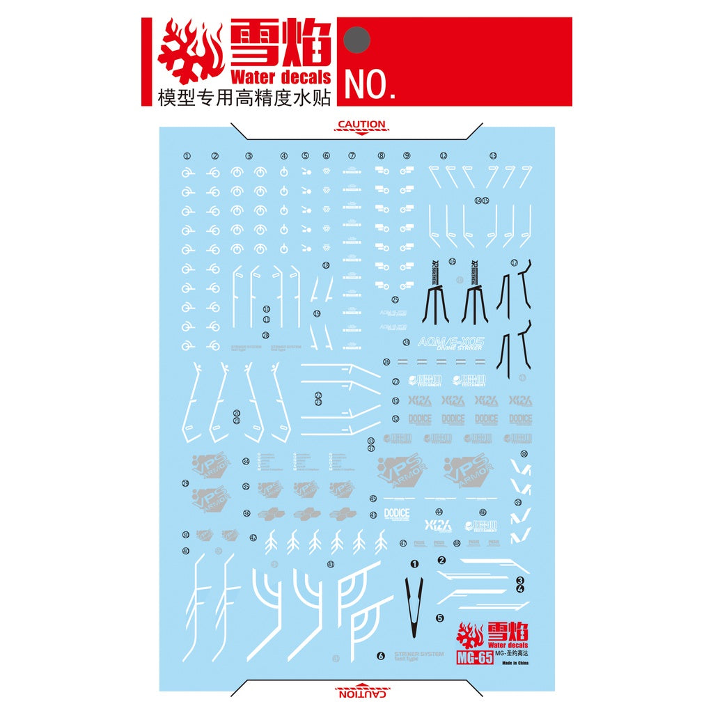 XUEYAN noctilucent decal for  MG-65 MG 1/100 Testament Gundam