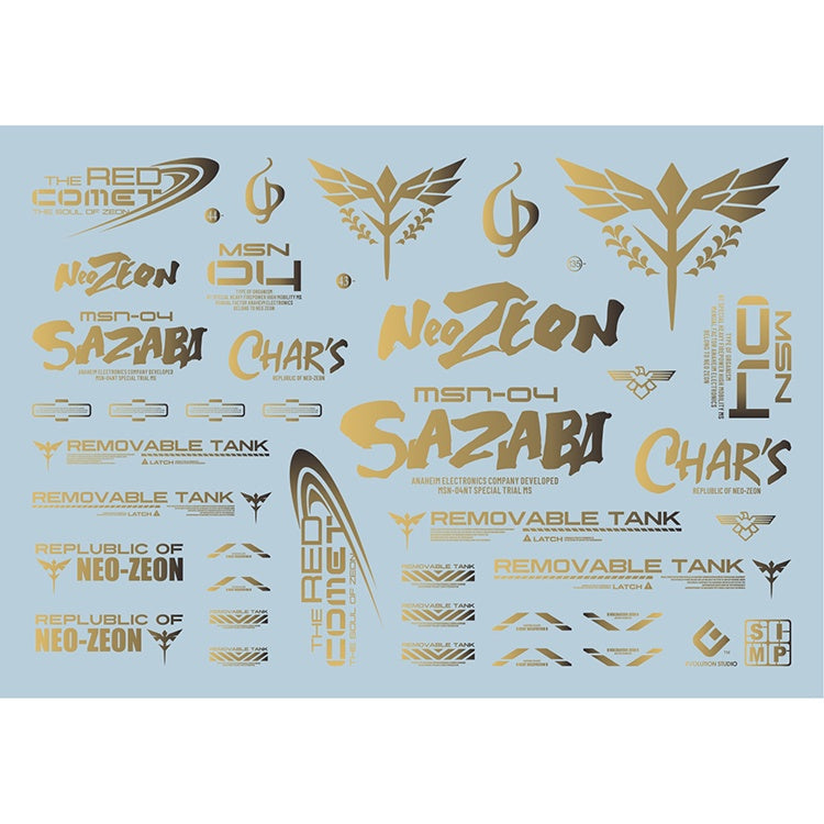 EVO DALIN DL GN10 Water slide Decal For 1/100 TV Cherudim Gundam Decals For MG RG SAZABI LOGO Gilding