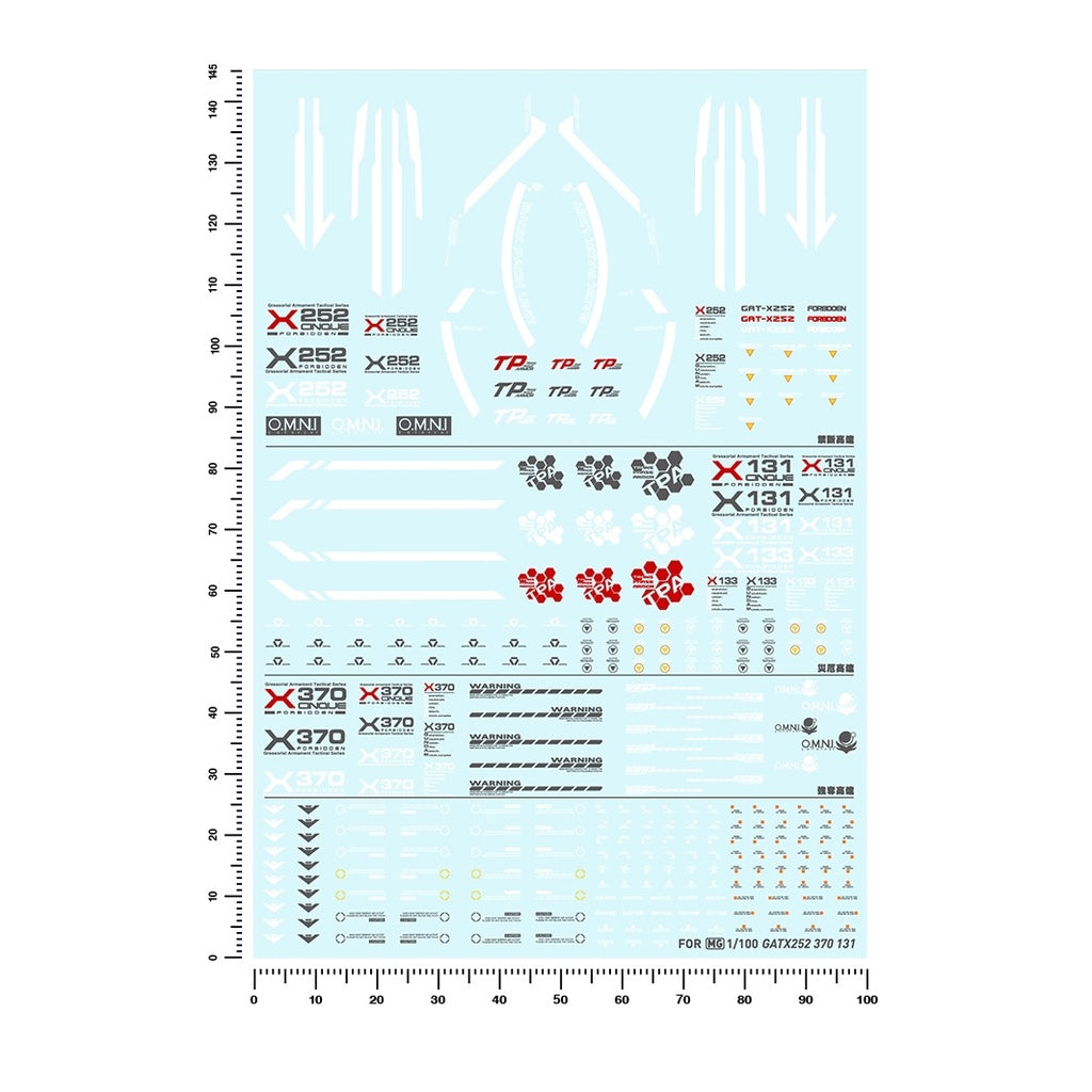 Artisan's Club Slide Decals Fo MG 1/100 GAT X252 X370 X131/133