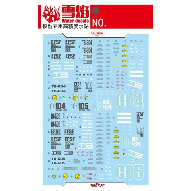 Xueyan Water Slide Decal For MG 1/100 RX-78-4 RX-78-5 Fluorescence