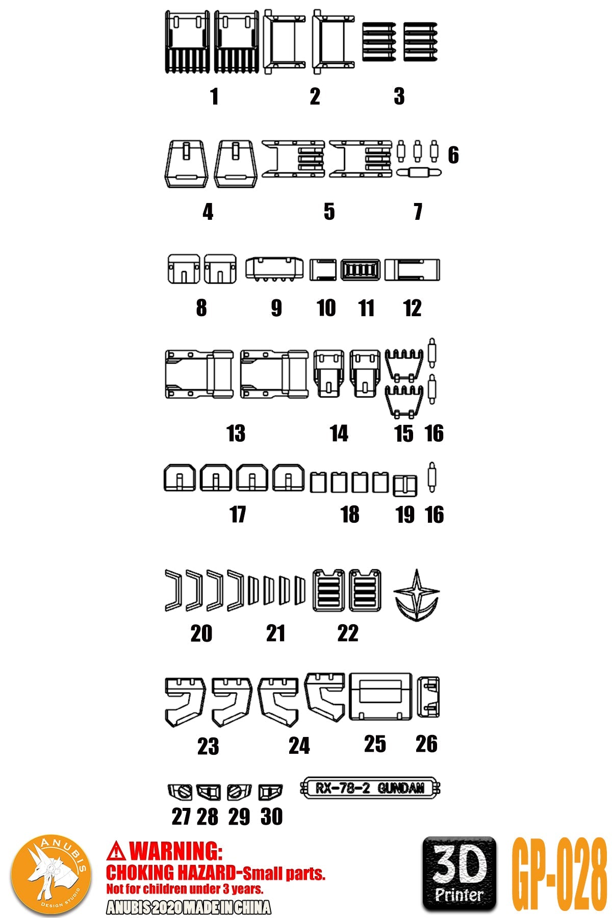 Anubis GP028 Detail Upgrade Parts For MG RX-78-2 3.0